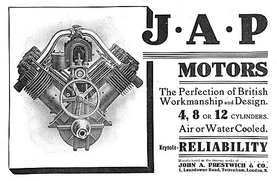 JAP Aero Engines - 4,8 Or 12 Cylinder, Air Or Water Cooled       