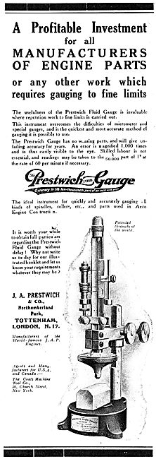 J.A.P. - J.A.Prestwich. Prestwich Fluid Gauge. 1918 Advert       