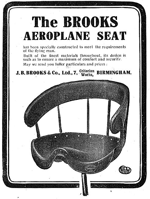 The Brooks Aeroplane Seat : J.B.Brooks Criterion Works Birmingham