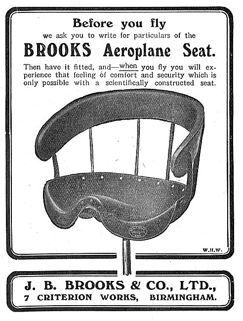 Write For Particulars Of  Brooks Aeroplane Seats Before You Fly  