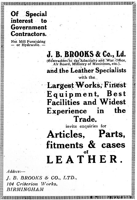 J.B. Brooks Leatherwork For Aircraft                             