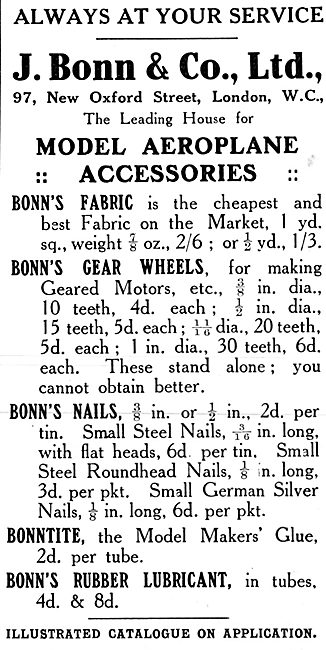 J.Bonn & Co - Model Aeroplanes & Accessories 1914                