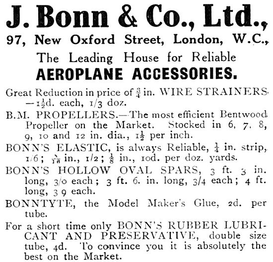 J.Bonn & Co - Model Aeroplanes & Accessories 1914                