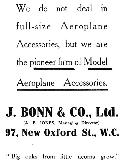 J.Bonn & Co - Model Aeroplanes & Accessories 1915                