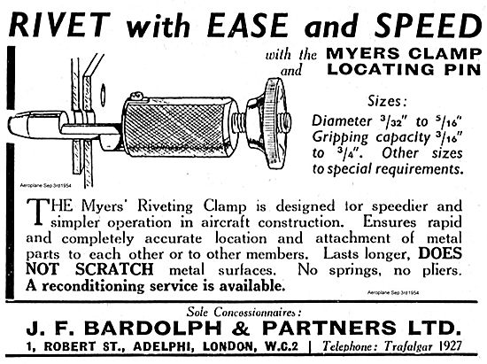 J.F. Bardolph Myers Clamp Locating Pin For Riveting.             