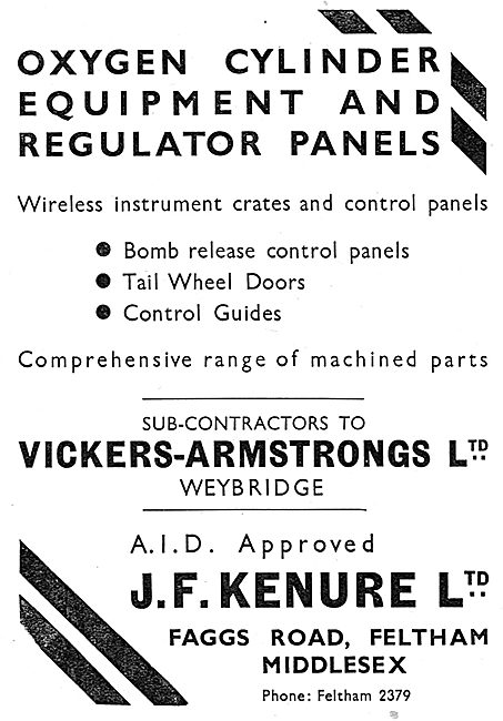 J.F.Kenure. Faggs Rd,Feltham.  Aircraft Components               