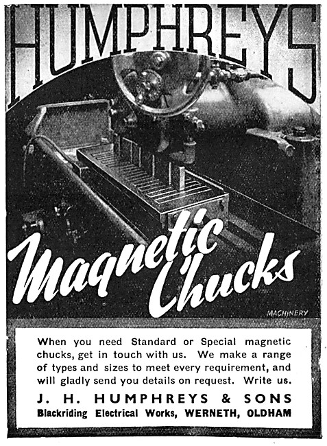 J.H.Humphreys Machine Tools. Humphreys Magnetic Chucks           