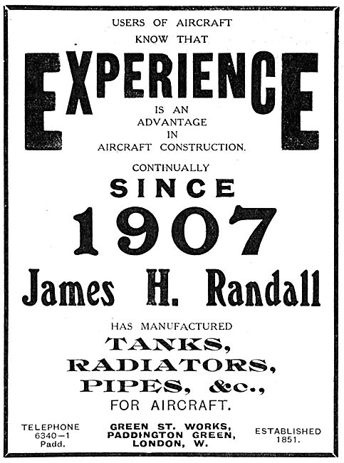 J H Randall & Co - Pipes.Radiators & Fuel Tanks For Aircraft     