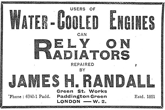 James Randall Aero Engine Radiators 1917                         