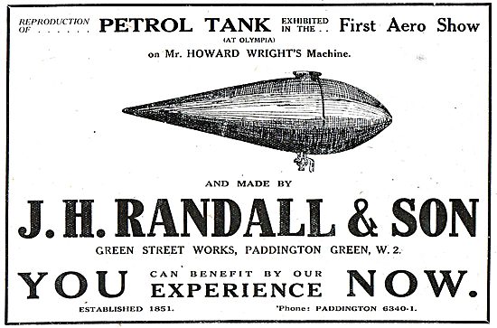 J H Randall & Co. Green St Works. Paddington Green. Fuel Tanks   