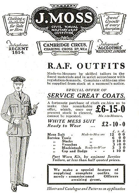 J.Moss Civil,Naval Military & RAF Outfitter - Charing Cross      