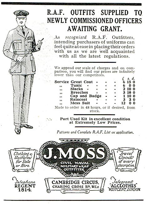 J.Moss - RAF Outfits To New Commissioned Officers Awaiting Grant 