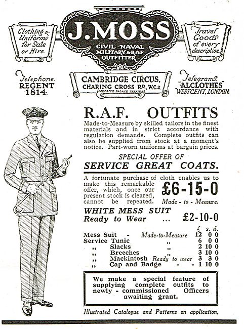 J.Moss - RAF Outfits - Special Offer Of Service Great Coats.     