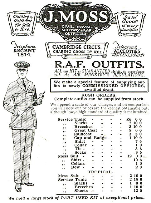 J.Moss - RAF Outfitters - Items And Prices (Inc Tropical Kit)    