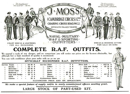 J.Moss Officially Recognised Complete RAF Outfitters             