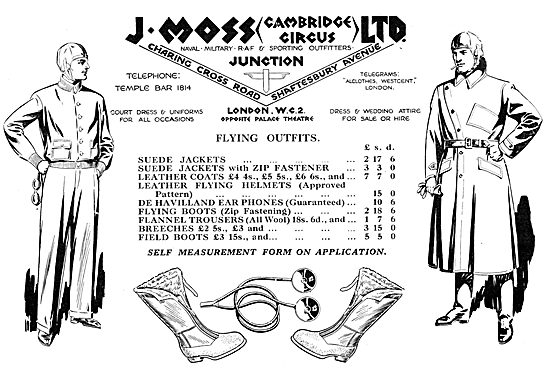 J.Moss Flying Kit & Military Tailors 1930                        