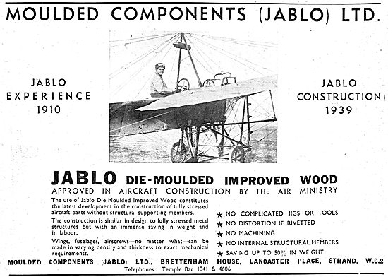 Jablo Die-Moulded Improved Wood For Aircraft Construction        