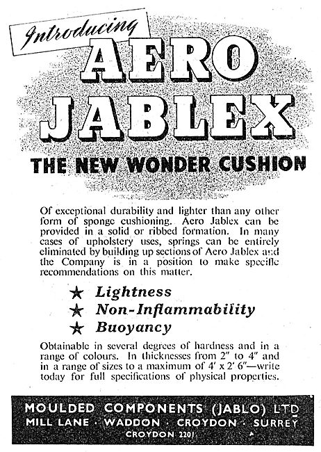 Jablo JABLEX Aircraft Seating Cushion Material - 1949            