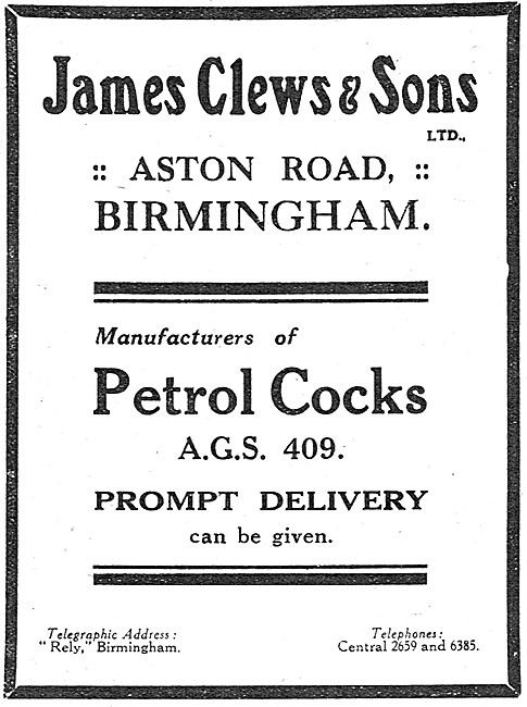 James Clews & Sons - AGS 409 Petrol Cocks                        