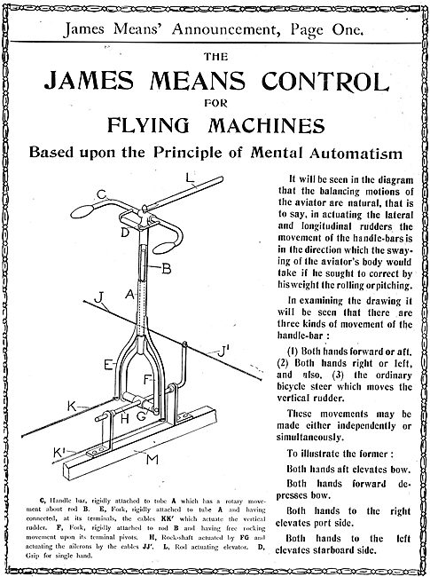 James Means Aeroplane Control Through Mental Automatism          