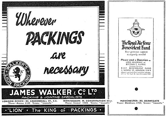 James Walker. Packing & Jointing Specialists 1942 Advert         