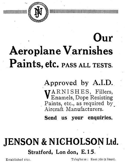 Jenson & Nicholson Aeroplane Varnishes                           