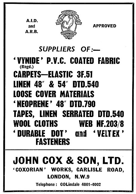 John Cox - Textiles: Vynide Fireprrof Knitted Fabrics            