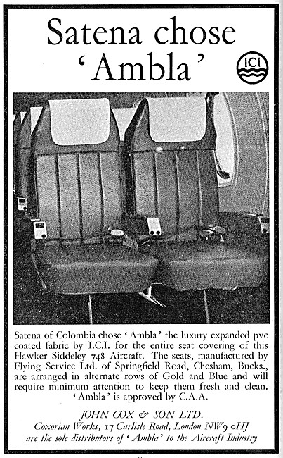 John Cox - Textiles: ICI AMBLA Aircraft Seat Coverings           