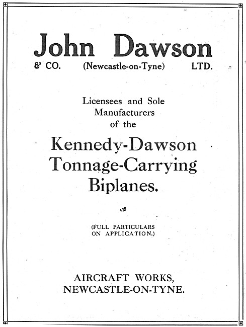 John Dawson. Kennedy-Dawson Tonnage-Carrying Biplane             