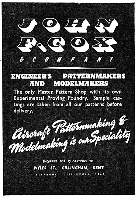 John F.Cox & Co. Gillingahm. Aircraft Jig, Model & Patternmakers 