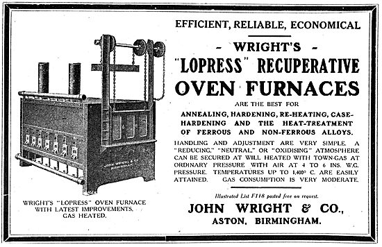 John Wright & Co: Lopress Recuperative Oven Furnaces - 1918 Ad   