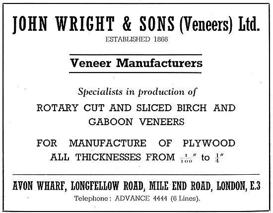 John Wright & Sons Decorative Veneers For The Aircraft Industry  