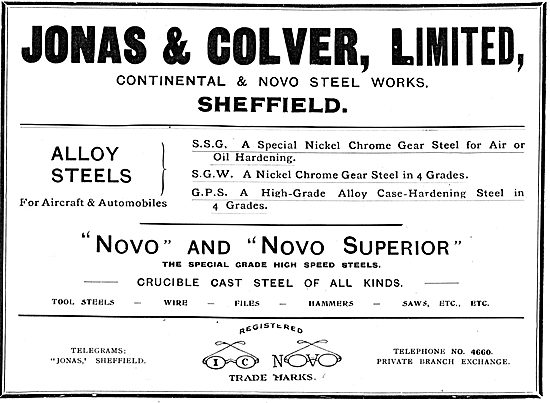 Jonas & Colver Alloy Steels For Aircraft. Novo & Novo Superior   