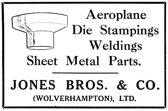 Jones Brothers Aeroplane Die Stampings & Sheet Metal Parts       