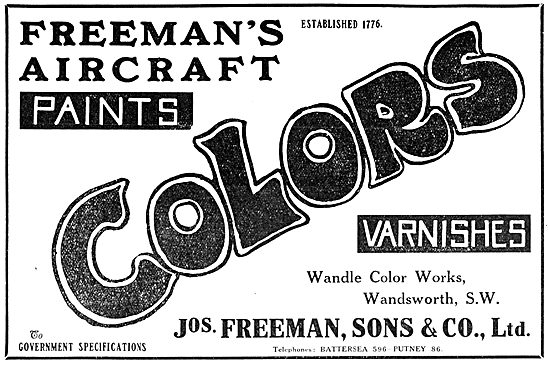 Joseph Freeman, Sons & Co  - Freemans Aircraft Paints & Varnishes