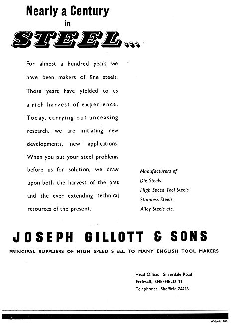 Joseph Gillott & Sons High Speed Steel Manufacturing & Suppliers 