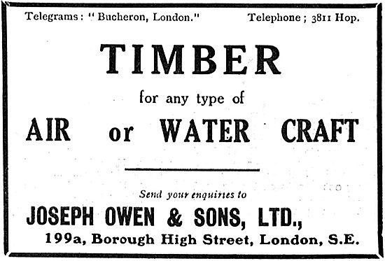 Joseph Owen: Timber For Any Type Of Air Or Water Craft           