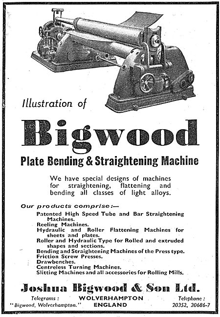 Joshua Bigwood Plate Bending & Strightening Machinery            