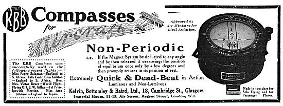 Kelvin Aircraft Instruments. KBB Aircraft Compasses 1932         
