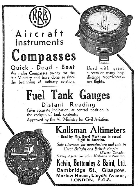 KBB Aircraft Instruements - Fuel Gauges, Compasses & Altimeters  