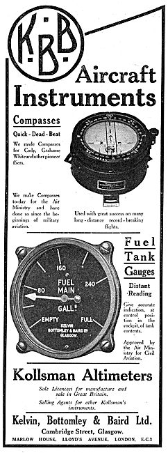 KBB Aircraft Instruements - Fuel Gauges, Compasses & Altimeters  