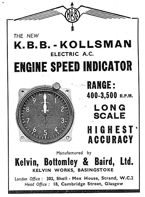 KBB Aircraft Engine Speed Indicator                              