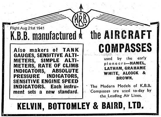 Kelvin Bottomley & Baird Aircraft Compasses                      