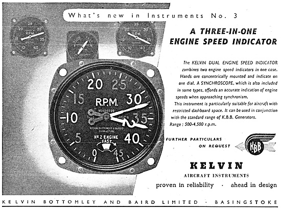 K.B.B. Kelvin Aircraft Instruments. Engine Speed Indicator       