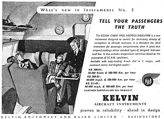 K.B.B. Kelvin Aircraft Instruments. Canin True Airspeed Indicator