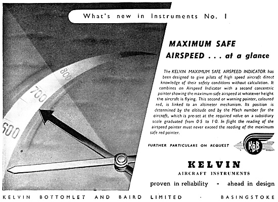 K.B.B. Kelvin Aircraft Instruments. Maximum Safe Speed Indicator 