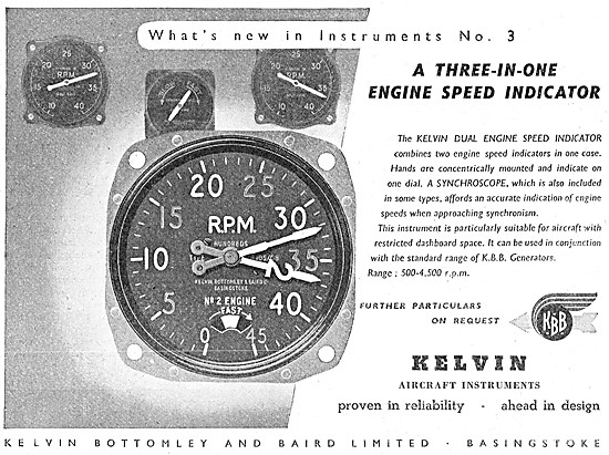 KBB Kelvin Aircraft Instruments - Kelvin Engine Speed Indicator  