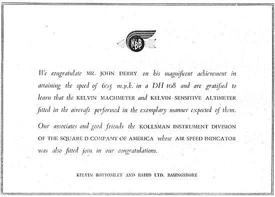 KBB Kelvin Aircraft Instruments - Kelvin Machmeter               