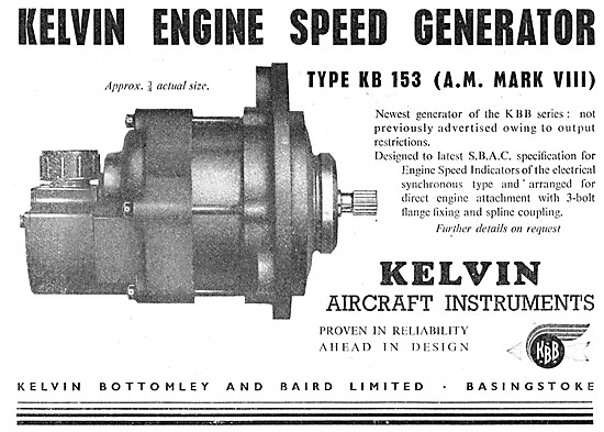 Kelvin Type KB 153 Engine Speed Generator                        