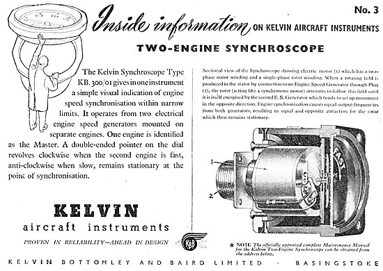 KBB Kelvin Aircraft Instruments - Kelvin Two Engine Synchroscope 